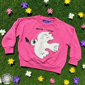 Mini Rodini × Wrangler Pink Peace Dove Sweatshirt 3–5Y – Limited Edition Collab